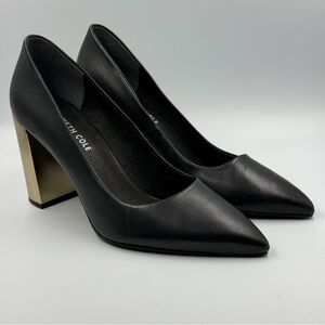 Kenneth Cole New York Black Pumps Brushed Gold Heel Size 6.5